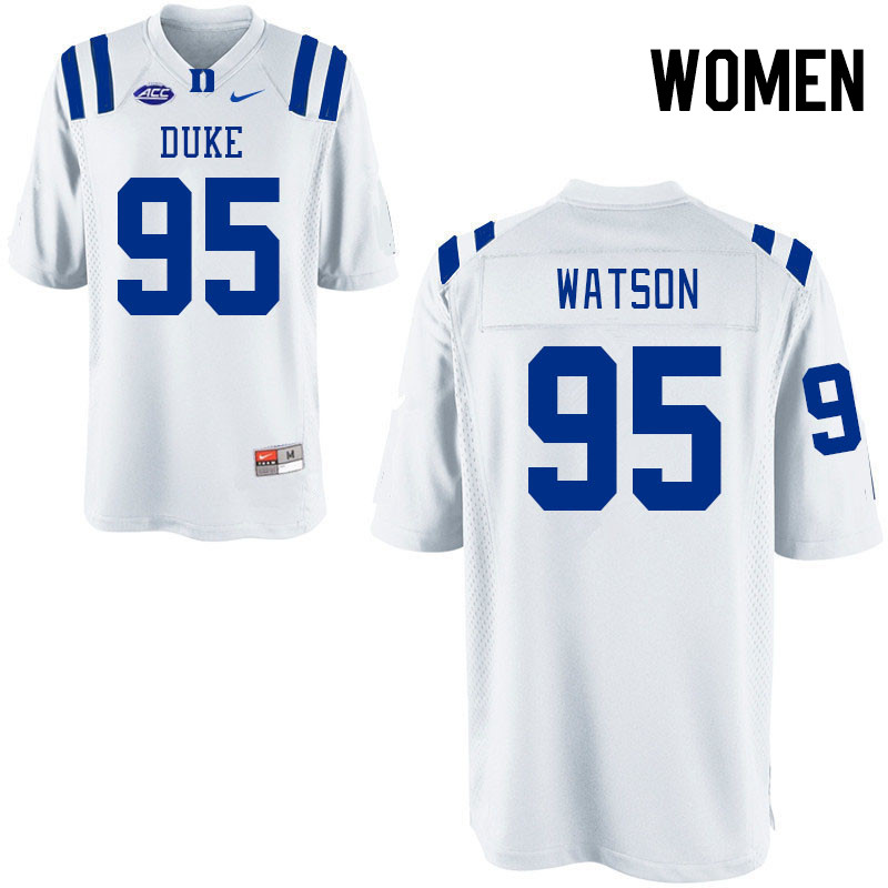 Women #95 Preston Watson Duke Blue Devils College Football Jerseys Stitched-White